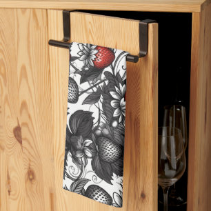 Zwarte, Witte, en Rode Aardbeien Overal Theedoek