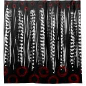 zwarte witte en rode abstracte badhanddoekset douchegordijn (Voorkant)