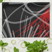 Zwarte witte en rode Abstracte inktlinten Theedoek (Gevouwen)