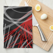 Zwarte witte en rode Abstracte inktlinten Theedoek (Quarter Fold)