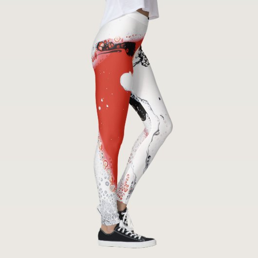 Zwarte, witte en rode Abstracte Leggings - "Oh Soh (Rechts)