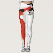 Zwarte, witte en rode Abstracte Leggings - "Oh Soh (Voorkant)