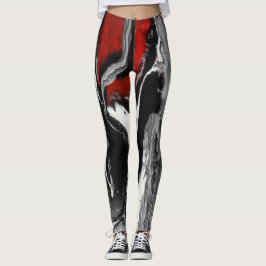 Zwarte, witte en rode Abstracte Leggings - "Wees v