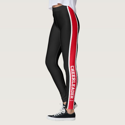 Zwarte witte en rode cheerleader leggings (Links)