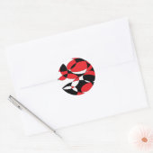 Zwarte, witte en rode ellipticals ronde sticker (Envelop)