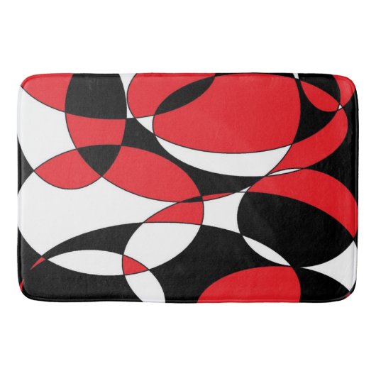 Zwarte, witte en rode elliptische badmat (Voorkant)