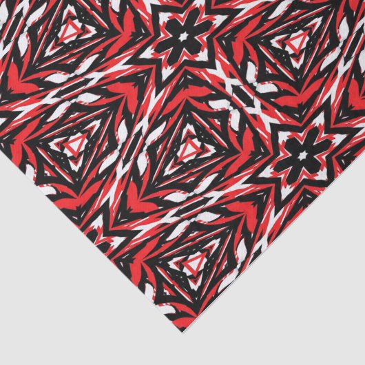 Zwarte, witte en rode Kaleidoscoop Tissuepapier (Detail)