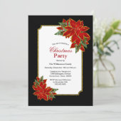 Zwarte Witte en Rode Poinsettia Kerstfeest Kaart (Staand voorkant)