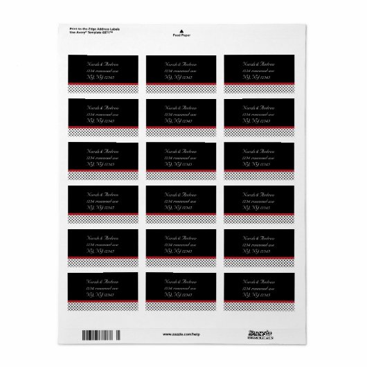 Zwarte, witte en rode stippenAvery Label (Full Sheet)