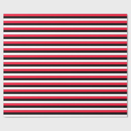 Zwarte, witte en rode strepen cadeaupapier (Vlak)