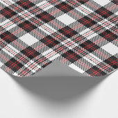  zwarte witte en rode tartaankleurige vlek cadeaupapier (Hoek)