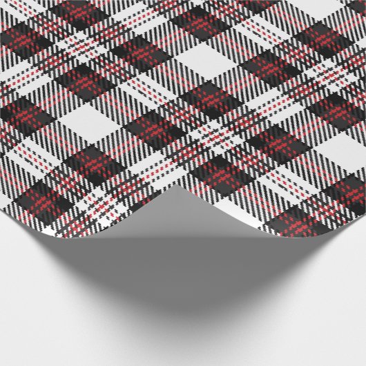 zwarte witte en rode tartaankleurige vlek cadeaupapier (Hoek)