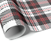  zwarte witte en rode tartaankleurige vlek cadeaupapier (Rol Hoek)