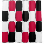 Zwarte, witte en rode visheye douchegordijn (Voorkant)