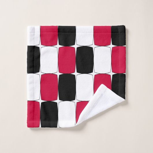 Zwarte, witte en rode visogen bad handdoek (Wasdoekje)