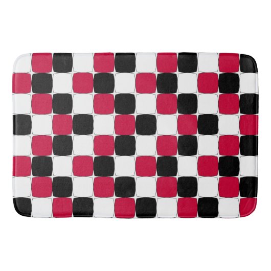 Zwarte, witte en rode visogen badmat (Voorkant)