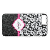 Zwarte witte en roze Floral Damaskers Case-Mate iPhone Case (Achterkant (Horizontaal))