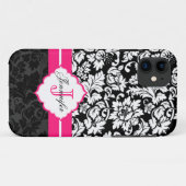 Zwarte witte en roze  Floral Damaskers Case-Mate iPhone Case (Achterkant (horizontaal))