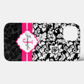 Zwarte witte en roze  Floral Damaskers Case-Mate iPhone Case (Achterkant (horizontaal))