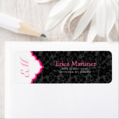 Zwarte witte en roze Floral Damaskers Etiket (Insitu)