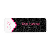 Zwarte witte en roze  Floral Damaskers Etiket (Voorkant)