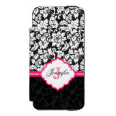 Zwarte witte en roze  Floral Damaskers Incipio iPhone Portemonnee Hoesje (Voorkant Agenda)