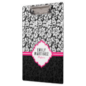 Zwarte witte en roze Floral Damaskers Klembord (Links)
