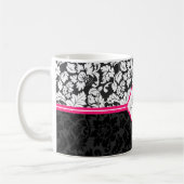 Zwarte witte en roze  Floral Damaskers Koffiemok (Links)