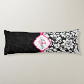 Zwarte witte en roze  Floral Damaskers Lichaamskussen (Achterkant)