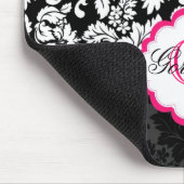 Zwarte witte en roze  Floral Damaskers Muismat (Hoek)