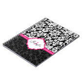 Zwarte witte en roze  Floral Damaskers Notitieboek (Linkerzijde)