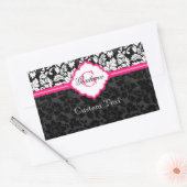Zwarte witte en roze Floral Damaskers Rechthoekige Sticker (Envelop)