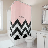 Zwarte witte en roze kleurstoffen douchegordijn (In situ)