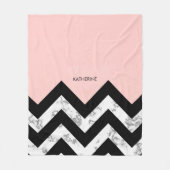 Zwarte witte en roze kleurstoffen fleece deken (Voorkant)