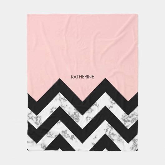 Zwarte witte en roze kleurstoffen fleece deken (Voorkant)