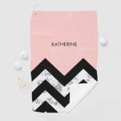 Zwarte witte en roze kleurstoffen golfhanddoek (Insitu)