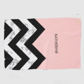 Zwarte witte en roze kleurstoffen golfhanddoek (Horizontaal)
