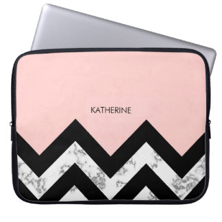 Zwarte witte en roze kleurstoffen laptop sleeve