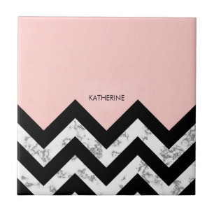 Zwarte witte en roze kleurstoffen tegeltje