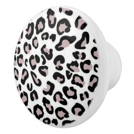 Zwarte, witte en roze leopard printplaat keramisch keramische knop