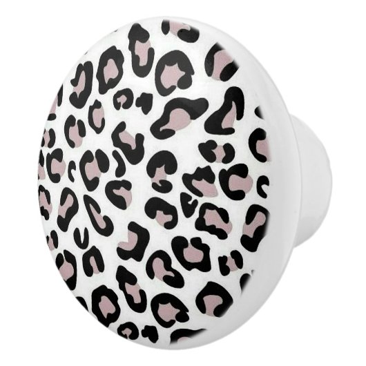 Zwarte, witte en roze leopard printplaat keramisch keramische knop (Rechts)