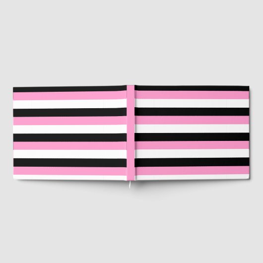 Zwarte, witte en roze strepen gastenboek (Volledig)