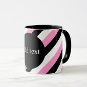Zwarte, witte en roze strepen mok (Voorkant rechts)