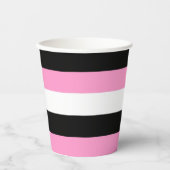 Zwarte, witte en roze strepen papieren bekers (Voorkant)