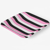 Zwarte, witte en roze strepen papieren bordje (Gebogen)