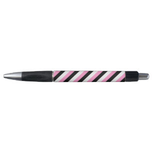 Zwarte, witte en roze strepen pen