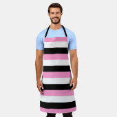 Zwarte, witte en roze strepen schort (Gedragen)