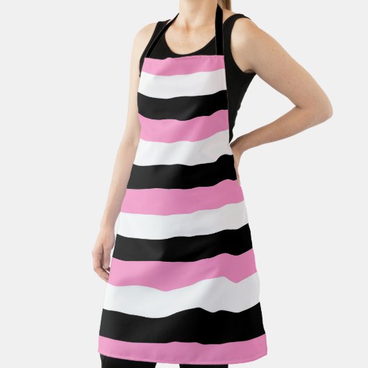 Zwarte, witte en roze strepen schort (Insitu)