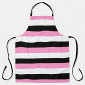 Zwarte, witte en roze strepen schort (Voorkant)