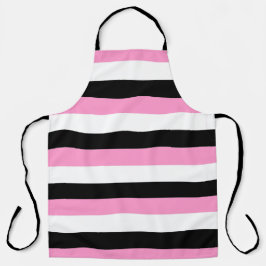 Zwarte, witte en roze strepen schort